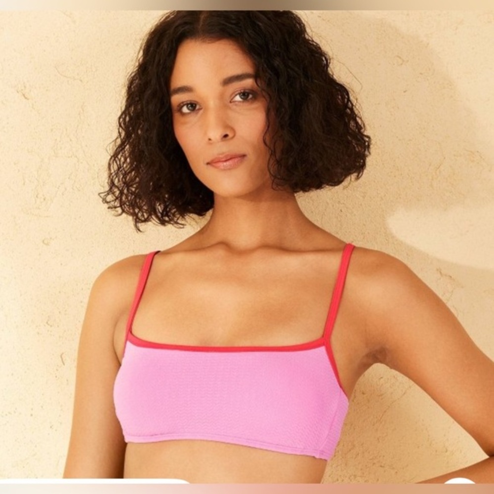 NEW…Pink and Red Adjustable Bralette Bikini Top